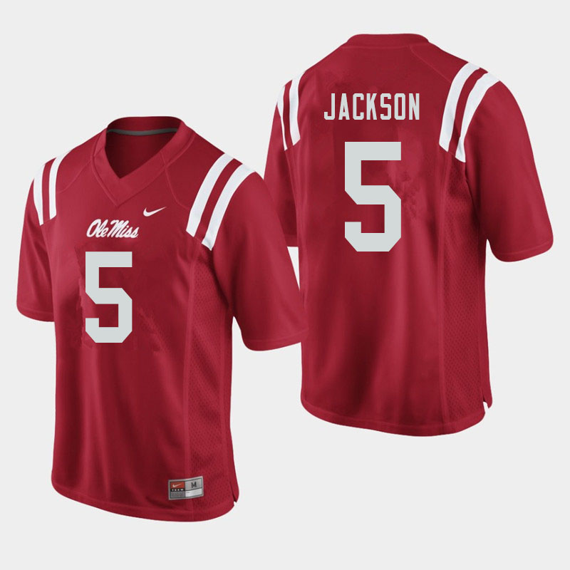 Dannis Jackson Ole Miss Rebels NCAA Men's Red #5 Stitched Limited College Football Jersey WMJ0758LI